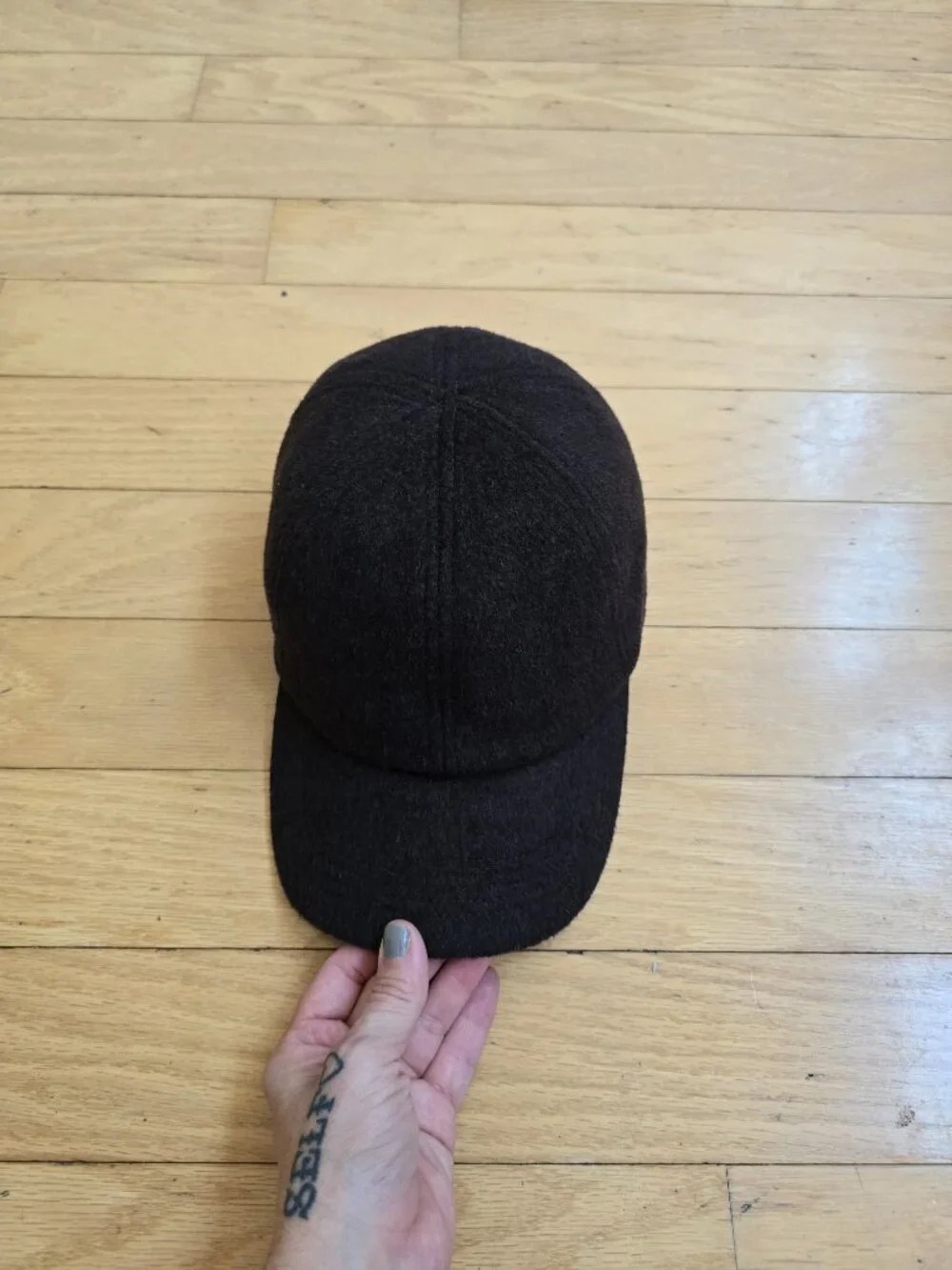 Gap | Dark Brown Wool Blend Minimalist Unstructured Strapback Dad Cap